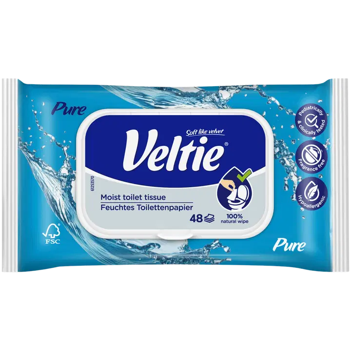 Veltie kostea wc-paperi Pure 48 kpl