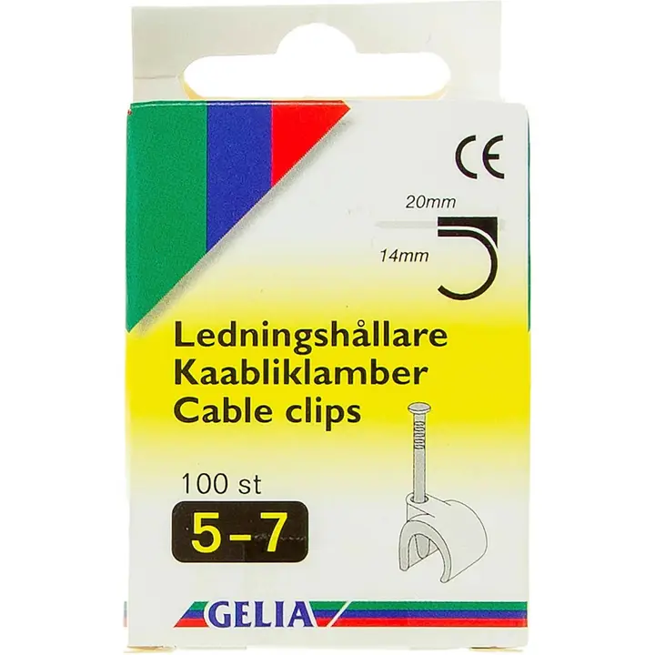 Gelia johtokiinnike 5-7mm 100kpl valkoinen