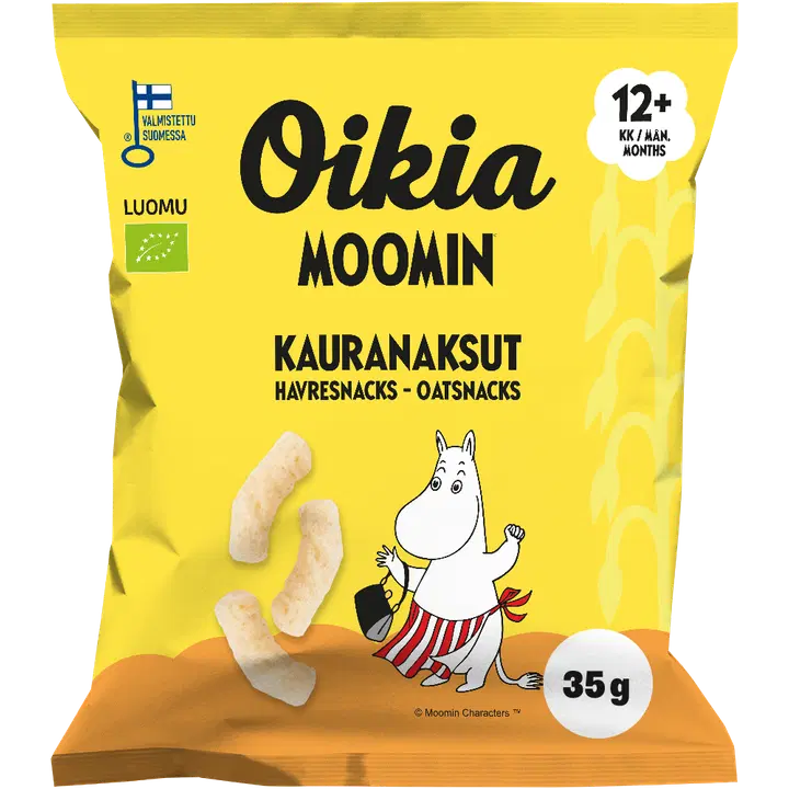Oikia Moomin Luomukauranaksut original 35g 12kk