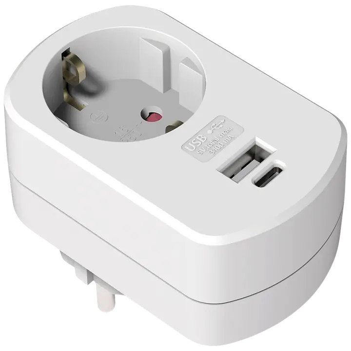 Airam USB adapteri 1xUSB 1xUSB-C 3,4A