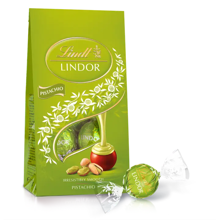 Lindt LINDOR Maitosuklaa pehmeällä pistaasitäytteellä 137g