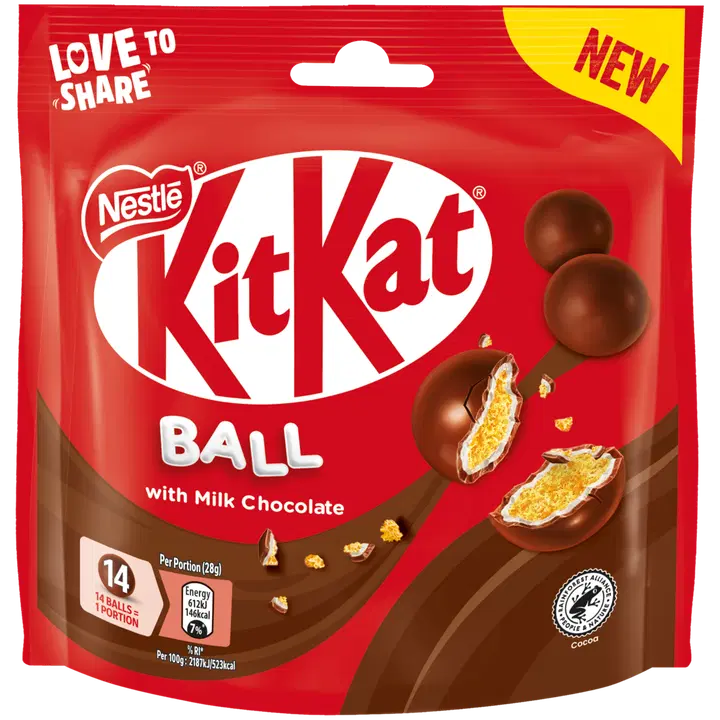 Nestlé KitKat Ball Maitosuklaa 140g rapeita muropalloja makeistäytteellä ja maitosuklaakuorrutteella