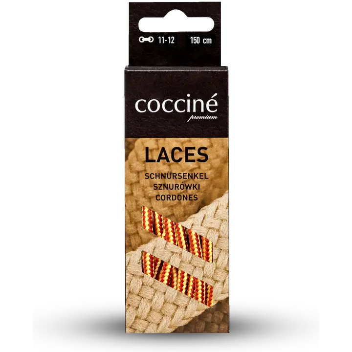 Coccine kengännauha 150 cm, keltainen/ruskea