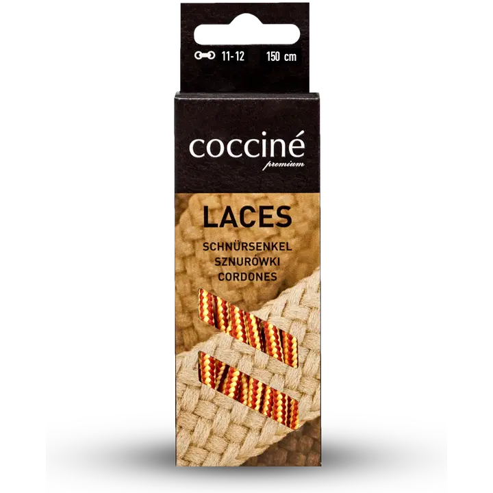 Coccine kengännauha 150 cm, keltainen/ruskea