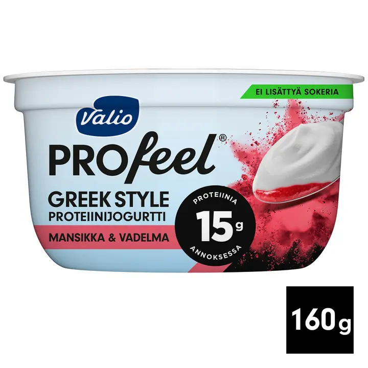Valio PROfeel® Greek Style proteiinijogurtti 160 g mansikka-vadelma laktoositon