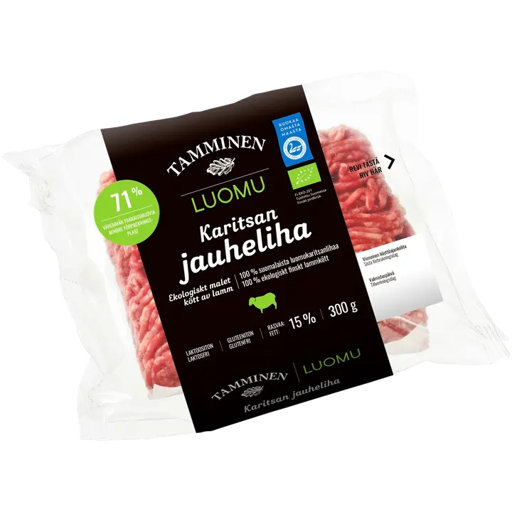 Tamminen luomukaritsan jauheliha 15% 300g