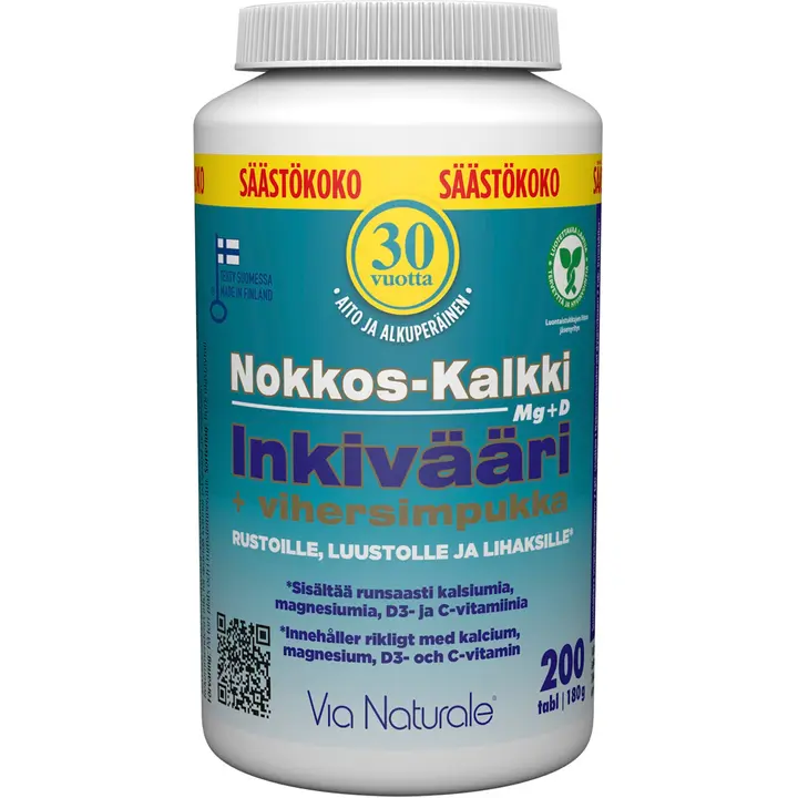 Nokkos-Kalkki Inkivääri+Vihersimpukka 200 tabl. Via Naturale