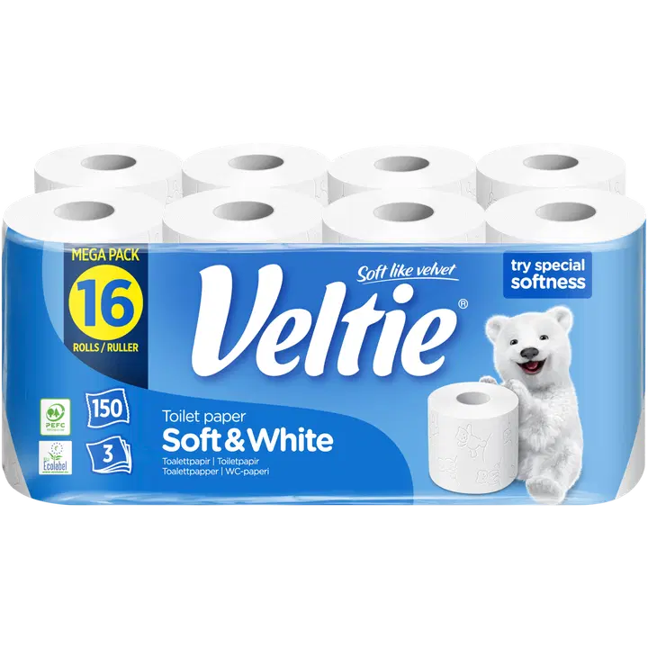 Veltie wc-paperi Soft & White 16 rll 3 krs