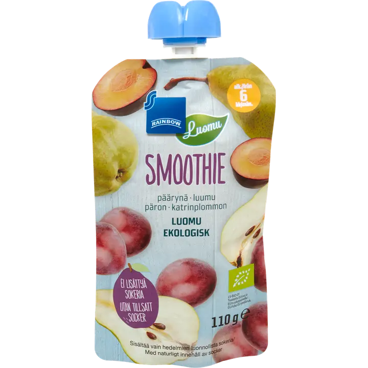 Rainbow 110g Smoothie 6kk päärynä-luumu, luomu