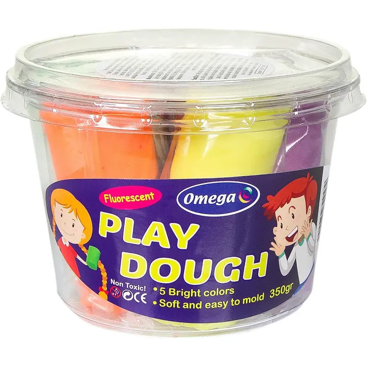 Omega muovailuvaha sanko 5 x 70 gr, neonvärit