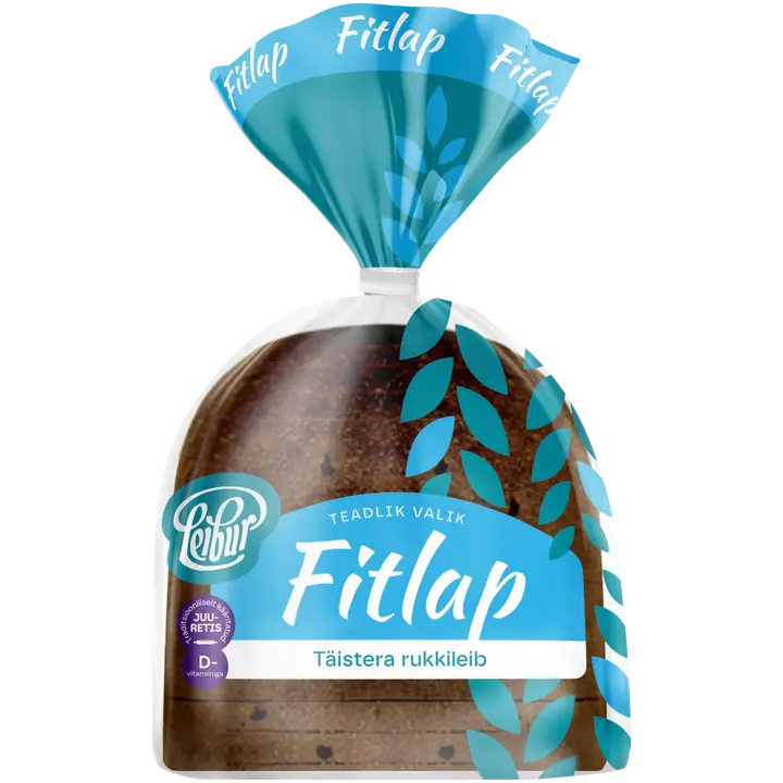 Leibur Fitlap Täisterarukkileib D-Vitamiiniga 390 G