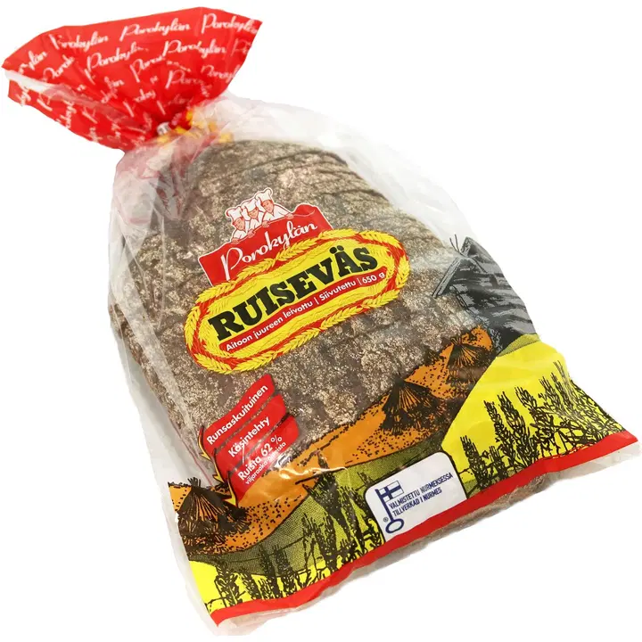 Porokylän Ruiseväs 650 g ruisleipä viipaloitu