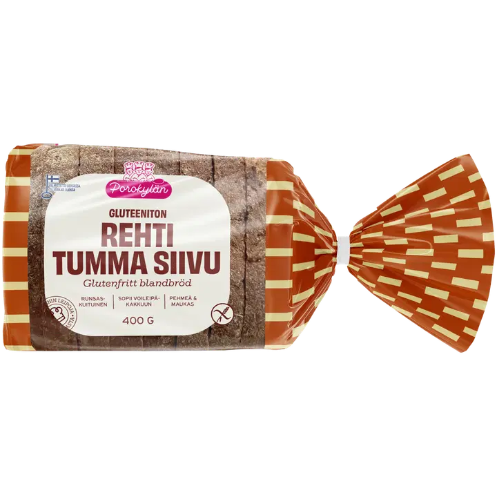 Porokylän Rehti tumma siivu 400 g gluteeniton sekaleipä