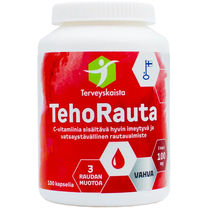 Terveyskaista TehoRauta 100 mg + C-vitamiini 100 kaps