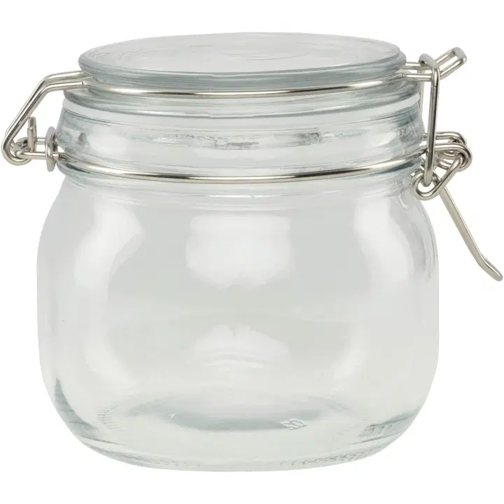 Lasipurkki kippikannella 450 ml, pyöreä