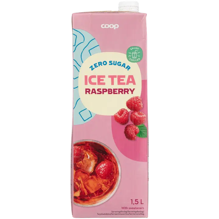 Coop jäätee vadelma sokeriton 1,5 l