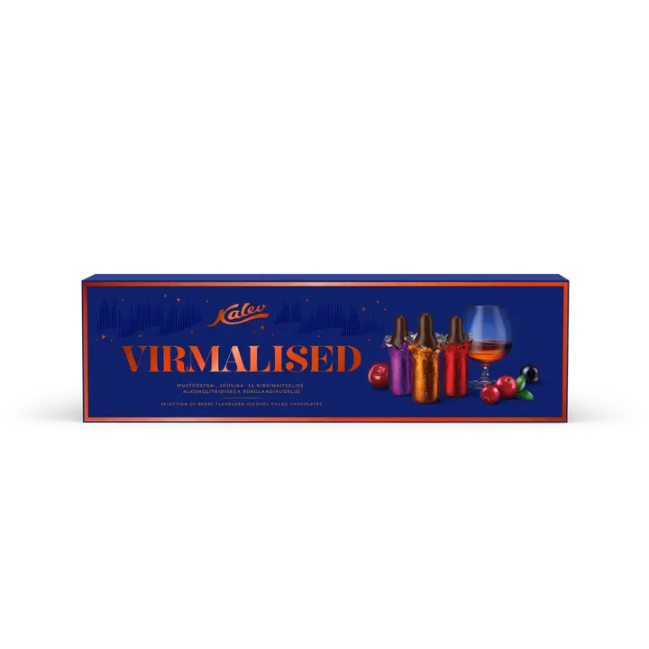 KALEV Virmalised šokolaadipudelid marjamaitseliste alkoholitäidistega 150g