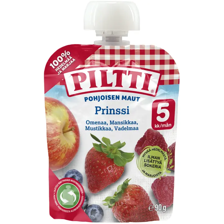 Piltti Pohjoisen maut 90g Prinssi hedelmäsose 5kk annospussi