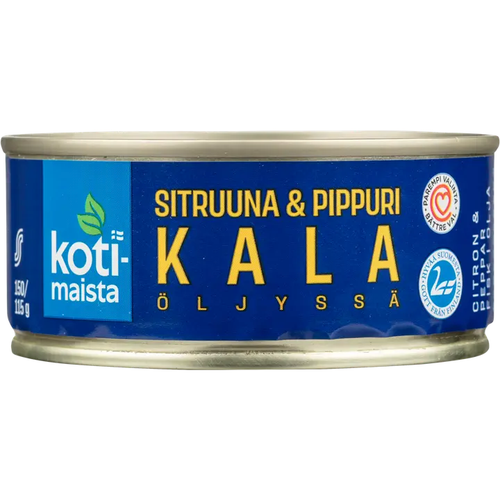 Kotimaista kala öljyssä sitruuna & pippuri 150 g/115 g