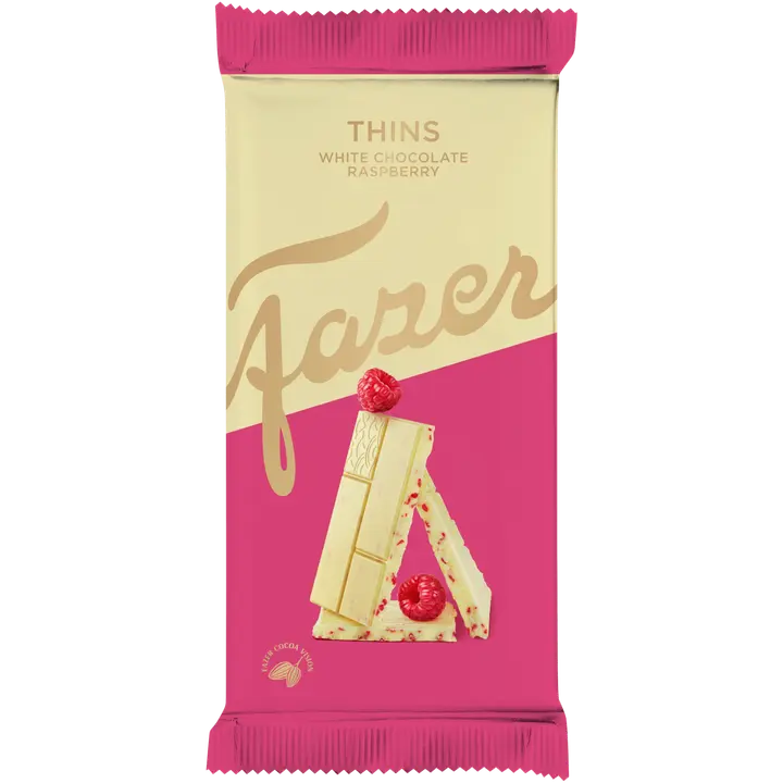 Karl Fazer Thins valkosuklaa vadelma levy 95g