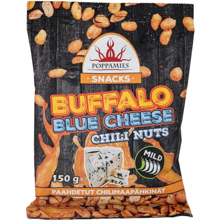 Poppamies Snacks Buffalo Blue Cheese Chili Nuts maapähkinät 150g