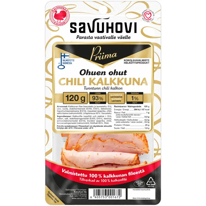 Savuhovi Priima Ohuen ohut chili kalkkuna 120g