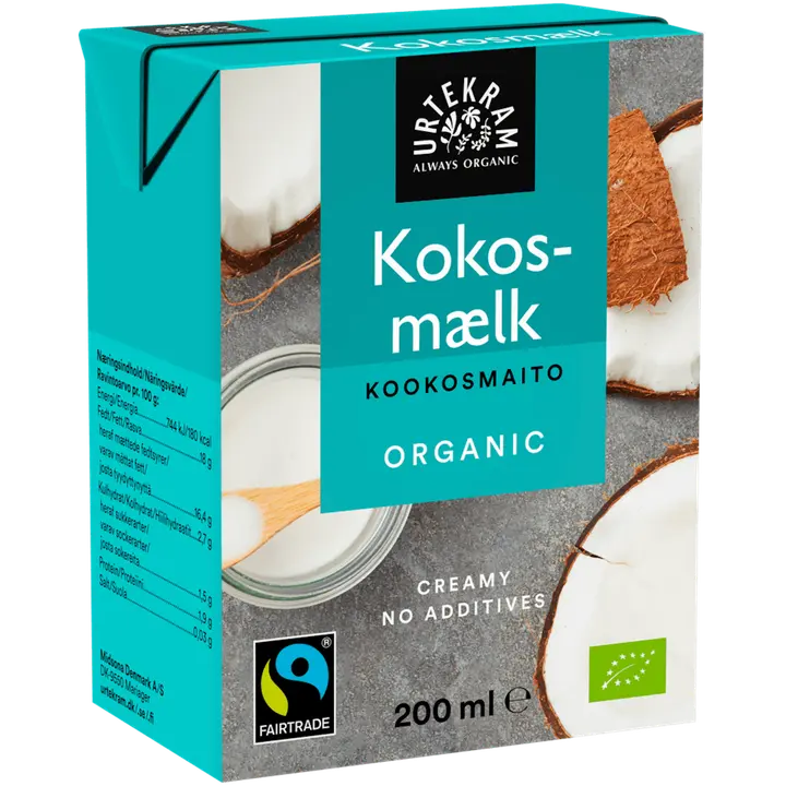 Urtekram ökoloogiline kookosejook, fairtrade, 200 ml