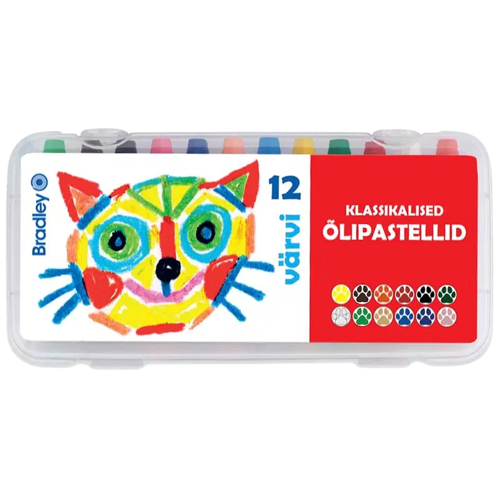Õlipastellid 12 värvi plastkarbis