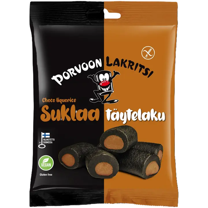 Porvoon Lakritsi Gluteeniton täytelakritsi suklaa150g suklaanmakuinen täytelakritsi