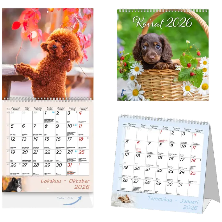 Seinäkalenteri Koirat 2026