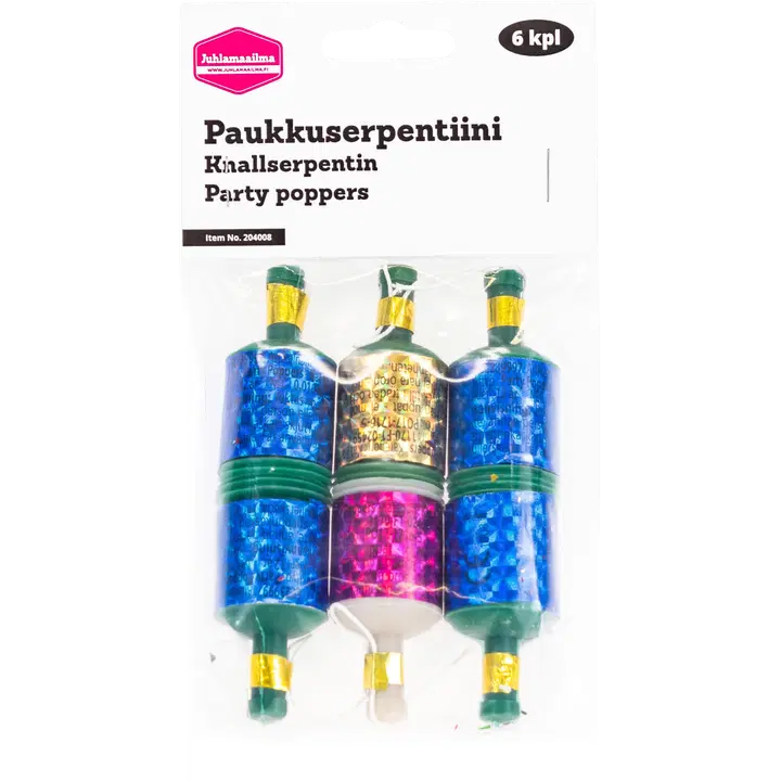 Paukkuserpentiini 6 kpl/pkt, k18