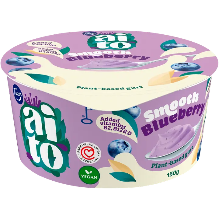 Fazer Aito Kasvipohjainen Gurtti Mustikka 150 g, mustikkakauravälipala