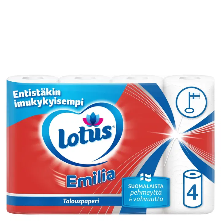 LOTUS Emilia valkoinen talouspaperi 4 rll
