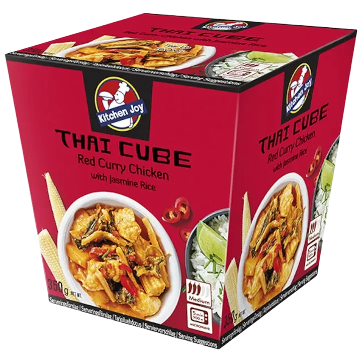 Kitchen Joy Thai-Cube Red Curry -kanaa ja jasmiiniriisiä, pakasteateria 350g