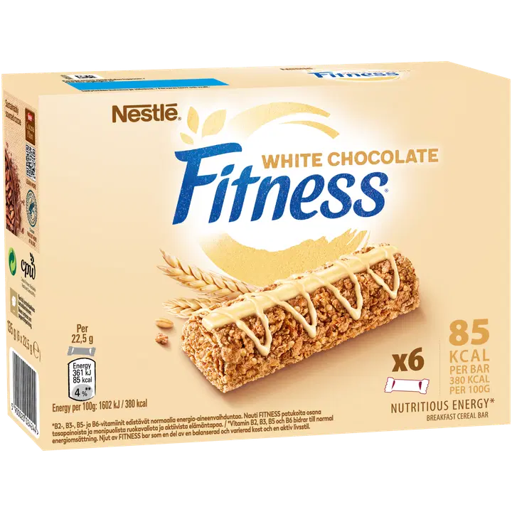Fitness 6x22,5g White Chocolate viljapatukka