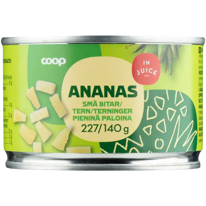 Coop ananas pieninä paloina mehussa 227/140 g