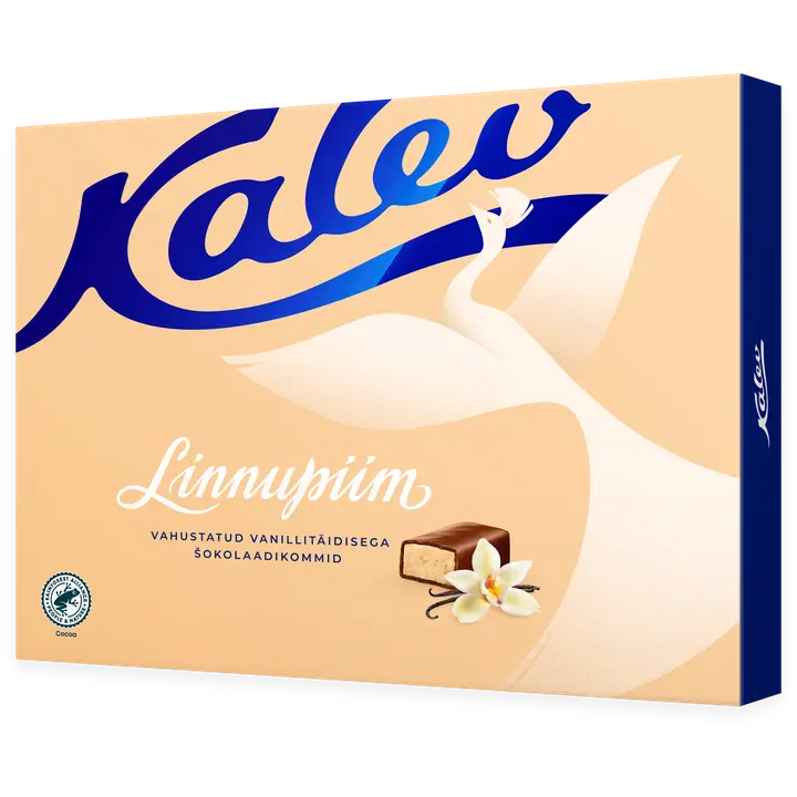 Kalev linnupiim vahustatud vanillitäidisega šokolaadikommid 136g