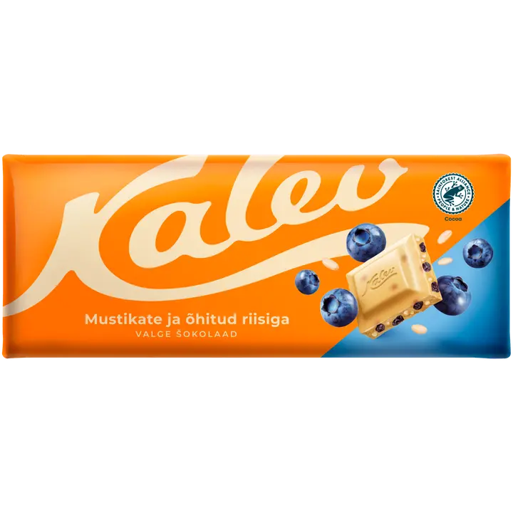 Kalev õhitud riisi ja mustikatega valge šokolaad 200 g