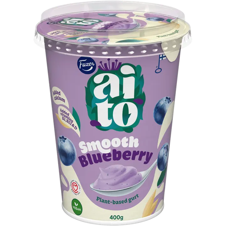 Fazer Aito Kasvipohjainen Gurtti Mustikka 400 g, mustikkakauravälipala