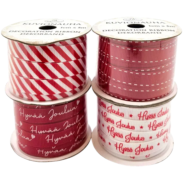 J.K. Primeco Kuvionauha joulu punainen 1cm x 5m