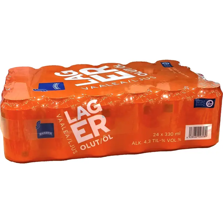 24-pack Rainbow Lager olut 4,3 % tölkki 0,33 L