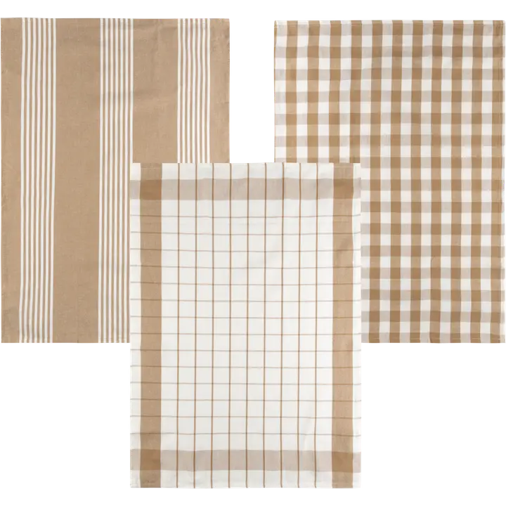 Tex Home keittiöpyyhe Stripes 3kpl beige