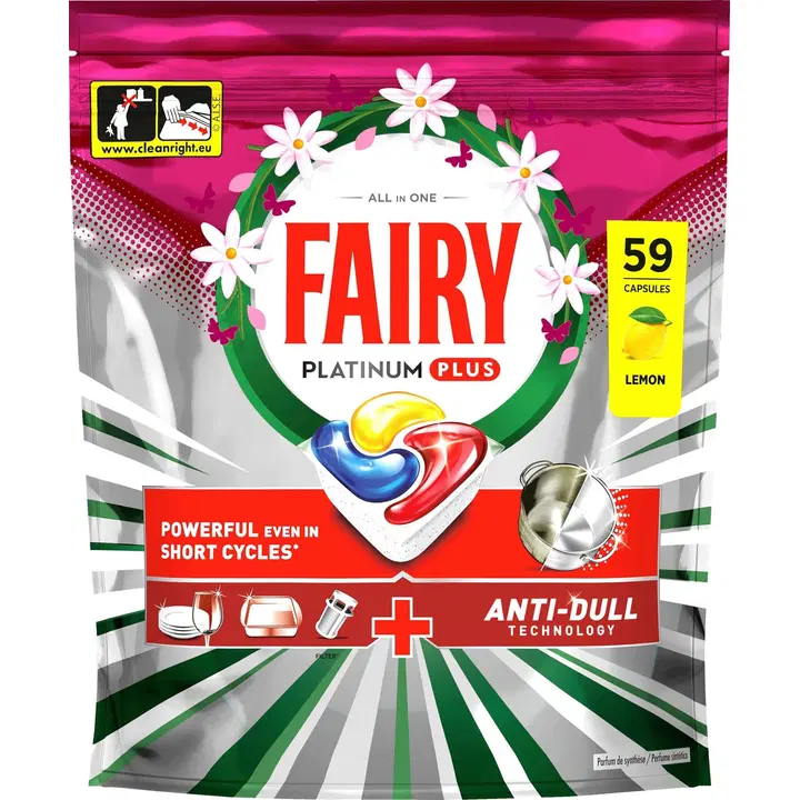 Fairy Platinum Plus Spring All in One Anti-Dull Lemon 59kpl konetiskitabletti