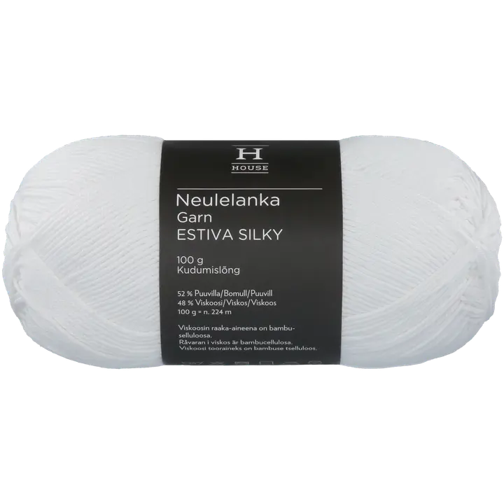 House lanka bambuviskoosi-puuvillasekoite Estiva Silky 100 g White 208