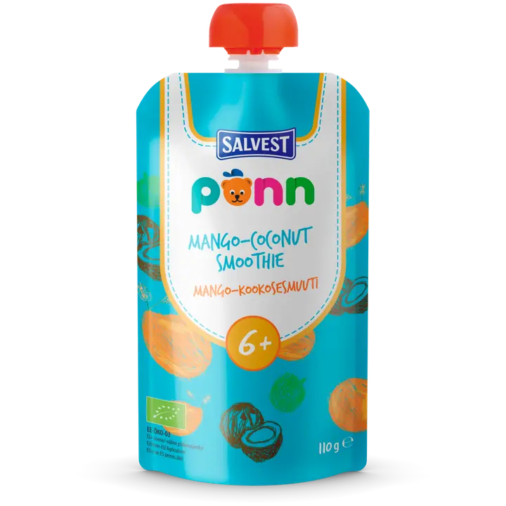 PÕNN Ökoloogiline Mango-kookosesmuuti 110 g 6+ 110g