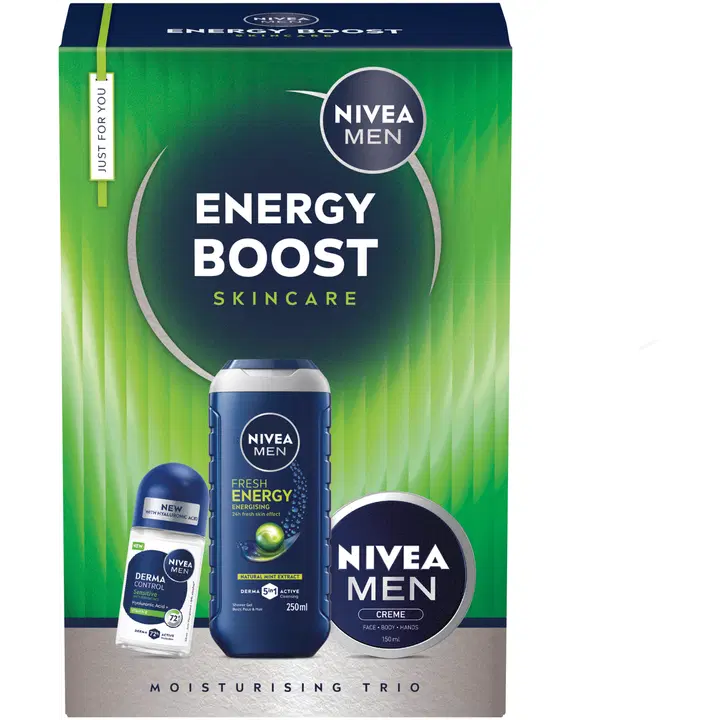 NIVEA MEN Energy Boost lahjapakkaus 2026 sis. 3 tuotetta