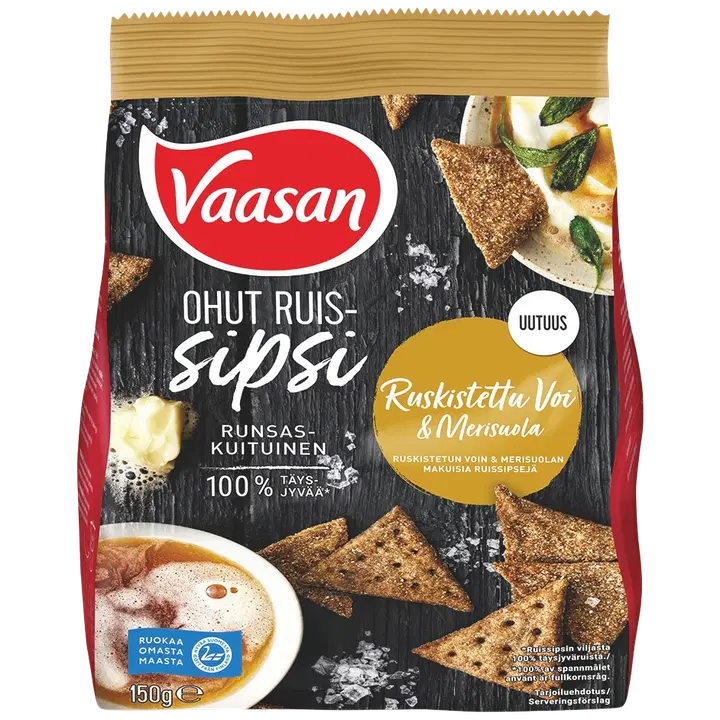 Vaasan Ruissipsi Ruskistettu Voi & Merisuola 150 g