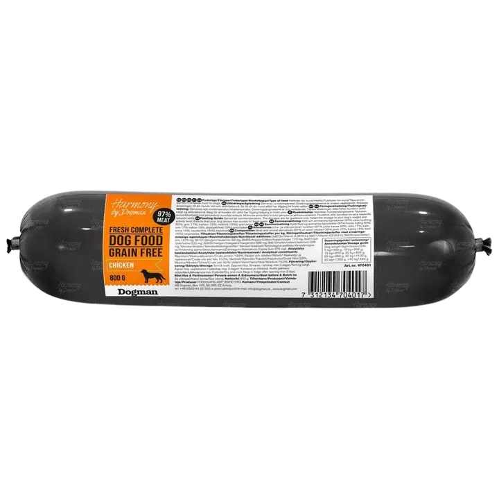 Dogman Harmony Koiranmakkara viljaton täysravinto kana 800g