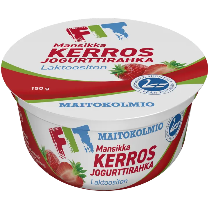 Maitokolmio FIT Kerrosjogurttirahka mansikka 150 g laktoositon