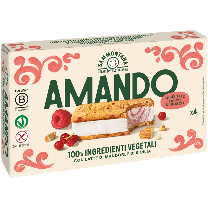 Sammontana Amando Metsämarja Jäätelökeksi Gluteeniton 4kpl x 52g = 208 g monipakkaus